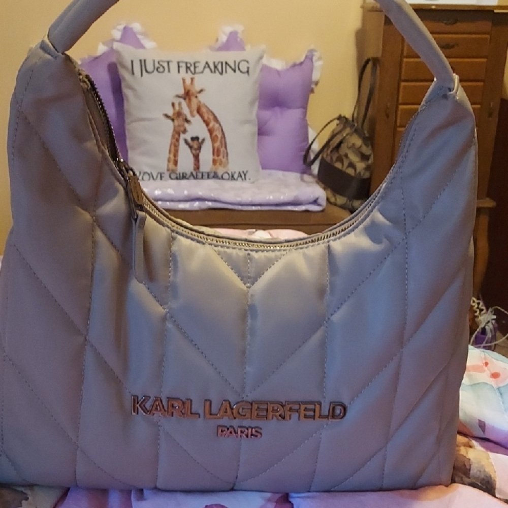 Karl Lagerfeld Quilted Hobo Bag in Tan ( Nylon)